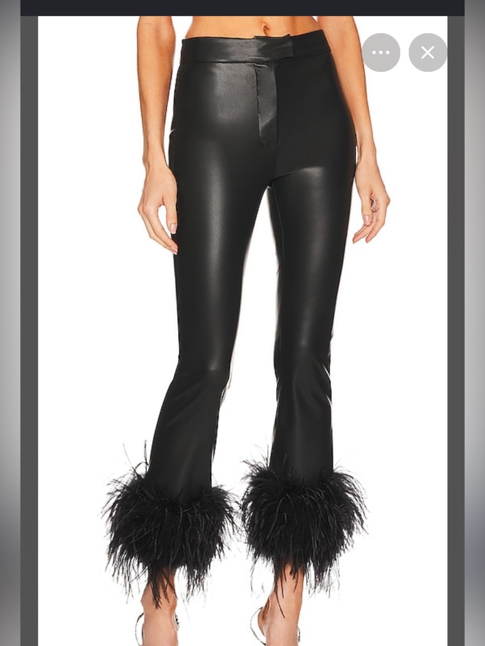 😍LAMARQUE Pagetta Faux Leather Pant w/Feather Trim XS!